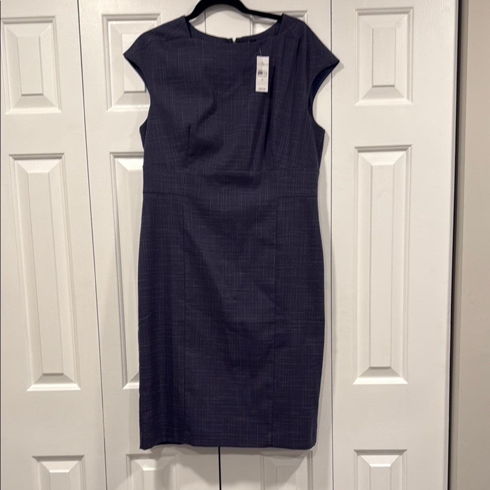 Ann Taylor Blue Pleated Sheath Dress NWT